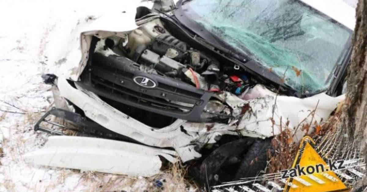 Алматы маңында Lada жолдан шығып кетіп ағашқа соғылды