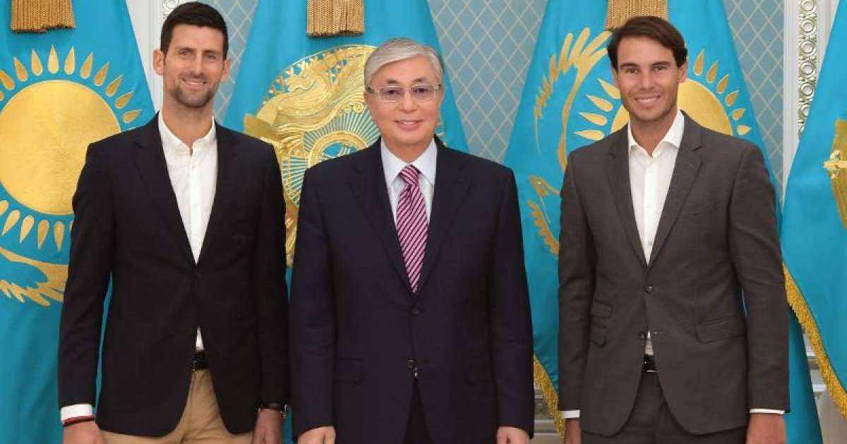 托卡耶夫总统会见网球明星纳达尔和德约科维奇