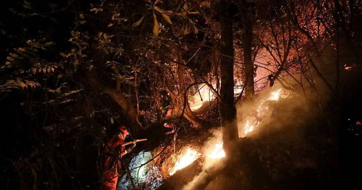 中国四川发生森林火灾