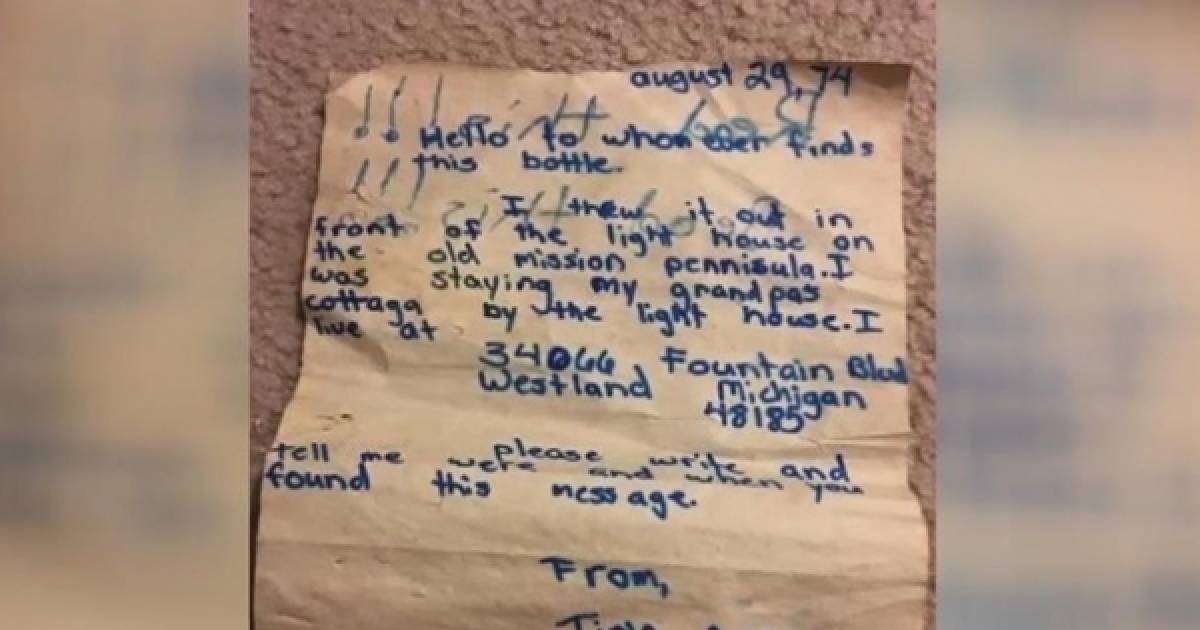 ​Ер адам бөтелкедегі хат авторын 45 жылдан кейін тапқан