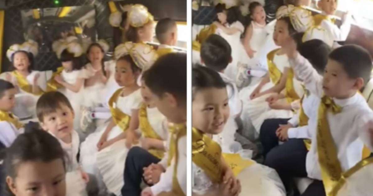 “Балабақша бітірген”. Лимузин ішінде отырған балалар сынға қалды