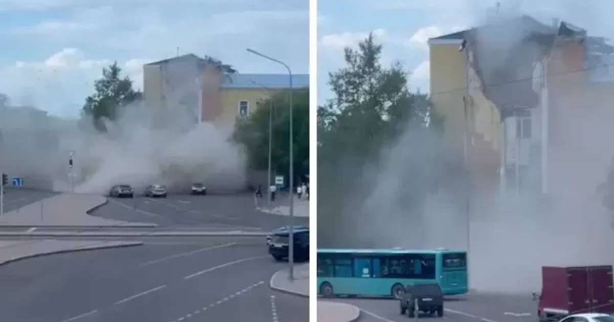 Қарағандыда ғимараттың бір шеті опырылып түсті: 15 жұмысшы эвакуацияланды