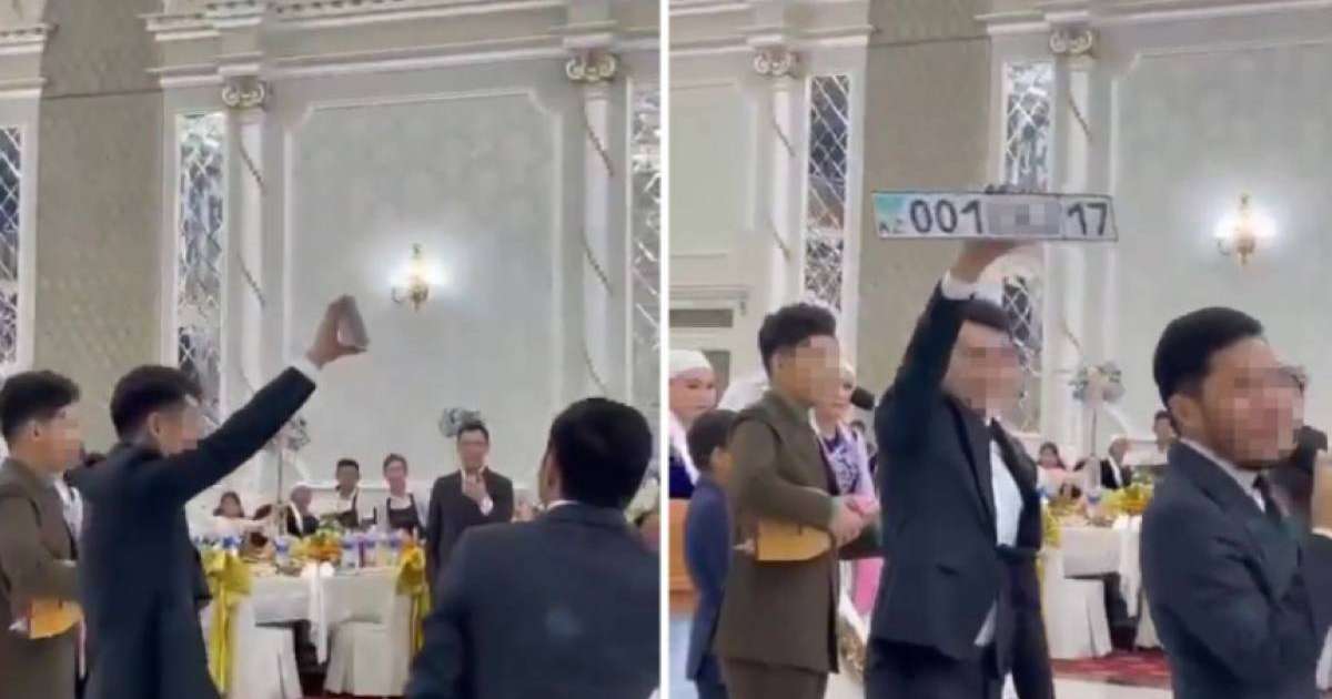 Шымкентте тойда жас-жұбайларға VIP-нөмір сыйға берілді