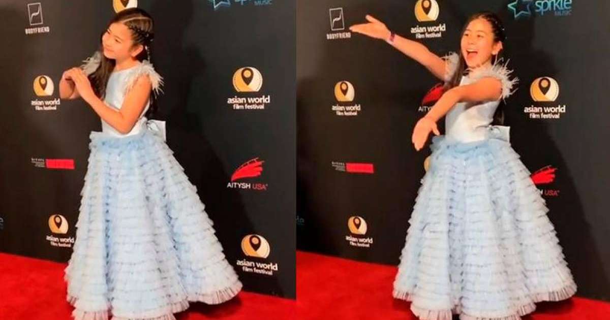 哈萨克斯坦11岁小女孩亮相2019亚洲国际电影节红毯