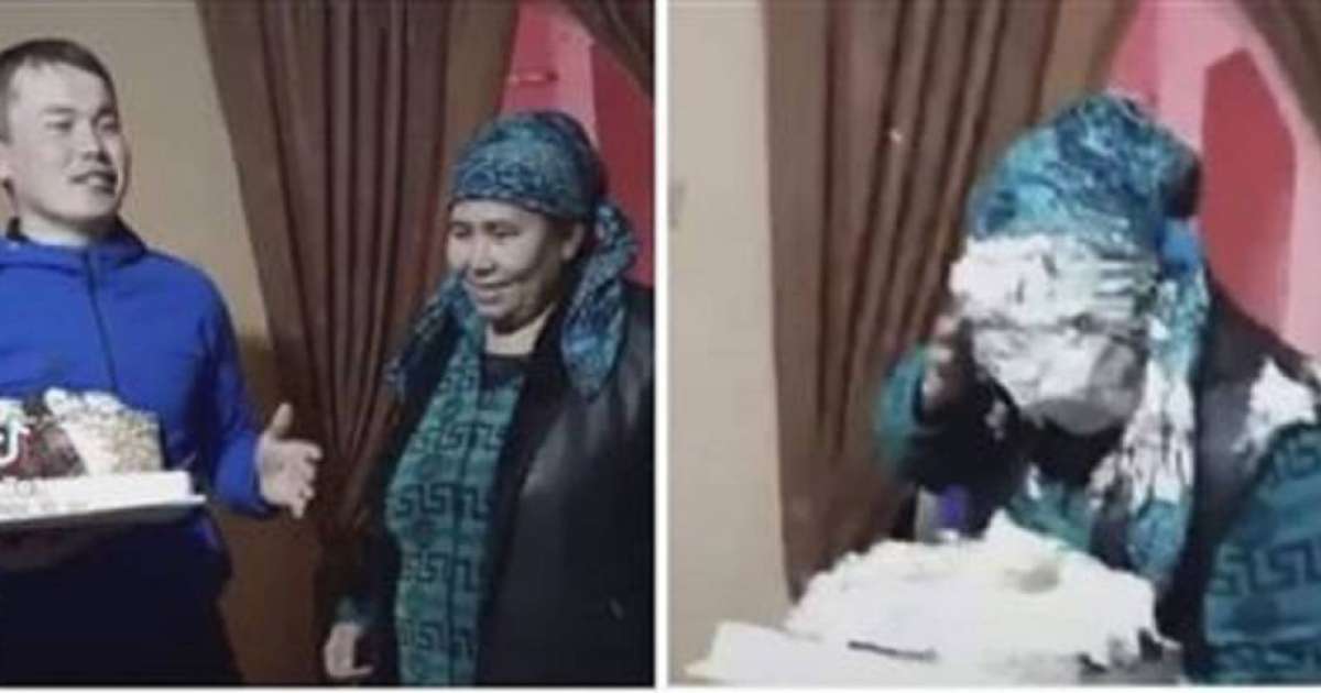 Үлкен кісінің бетіне торт жапсырған бала жұрттан сөз естіді (видео)