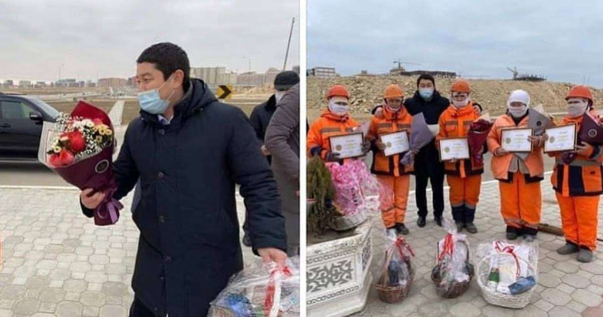 Ақтау әкімі көше сыпырушылардың еңбегін елеп, ерекше құттықтады