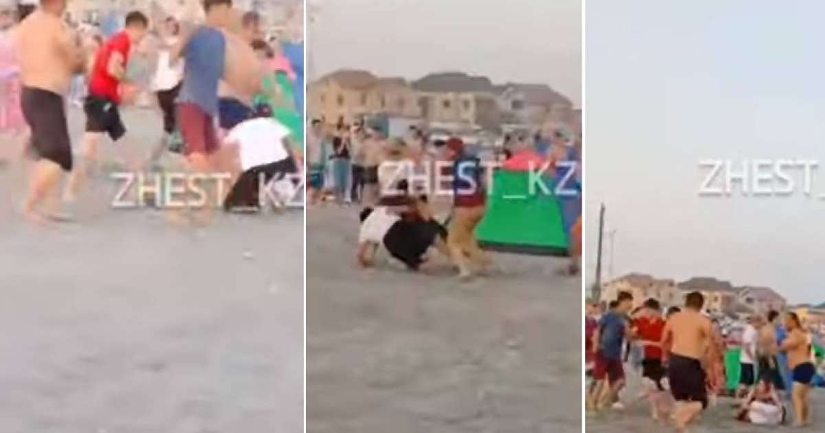 Ақтау жағажайындағы топтық төбелес видеоға түсіп қалды