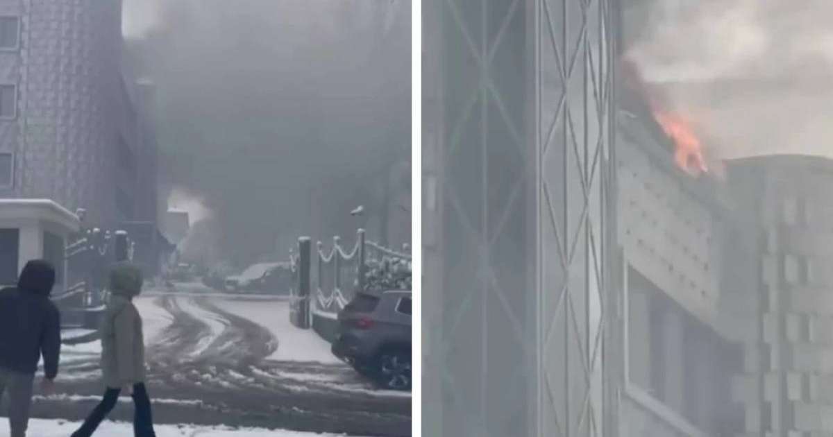 Алматыда бос тұрған төрт қабатты ғимарат өртеніп жатыр (видео)