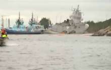 ФОТО: Норвегия корольдігінің әскери кемесі танкерге соғылып, суға батып кете жаздады