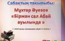 Презентация (слайд): Біржан сал Абай ауылында