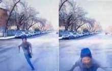 Алматыда ер адам жедел жәрдемнің алдынан жүгіріп шығып, көлікті басымен ұрды (видео)