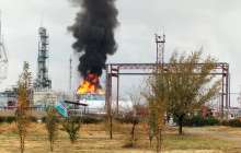 Жамбылда мұнай өңдеу зауыты өртеніп жатыр (ВИДЕО)