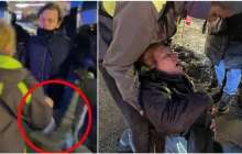 Митинг кезінде анасындай әйелді ішінен тепкен полицей қайғырдым деп ант-су ішті