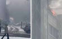 Алматыда бос тұрған төрт қабатты ғимарат өртеніп жатыр (видео)