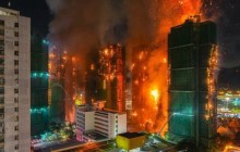 Гонконгта 4000 адам тұратын тұрғын үй кешені түгі қалмай өртеніп кетті (видео)