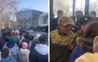 Алматыда Көк Төбеге баратын аспалы жолда ұзын-сонар кезек түзіліп, адамдар төбелес шығарған