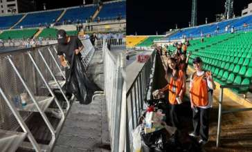 Дженнифер Лопестің концертінен соң "Taza Qazaqstan" акциясы аясында еріктілер стадионды тазартты