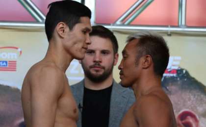 Данияр Елеусінов жекпе-жек алдында салмақ өлшеді