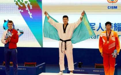 哈萨克斯坦代表团在第七届世界军人运动会中获得第一枚金牌