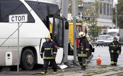 一载有中国游客大巴在莫斯科发生交通事故