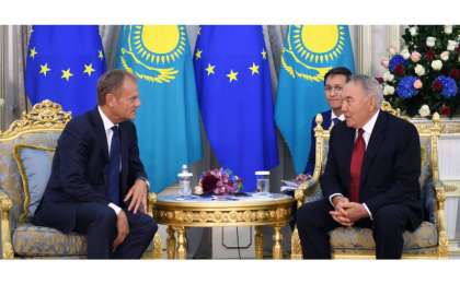 纳扎尔巴耶夫会见欧洲理事会主席图斯克