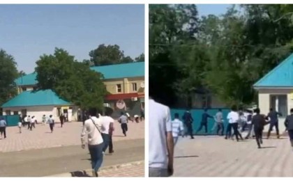 Соңғы қоңырау кезінде екі мектеп оқушылары жаппай төбелесті (видео)