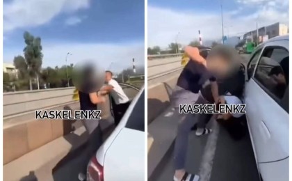 Жұдырықпен ұрып, тіземен бетінен тепкен: Алматыда жолды бөлісе алмаған жүргізушілердің жанжалы төбелеске ұласты