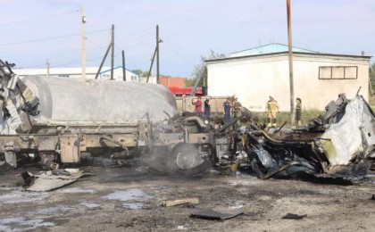 Атырауда жанармай құю стансасындағы жарылыс видеоға түсіп қалды