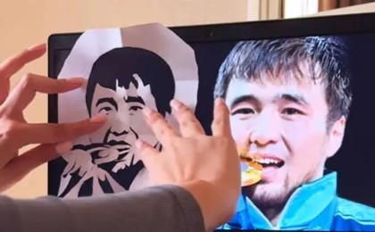 Қазақстандық шебер Олимпиада чемпионы Сметовтің суретін қағаздан қиып салды