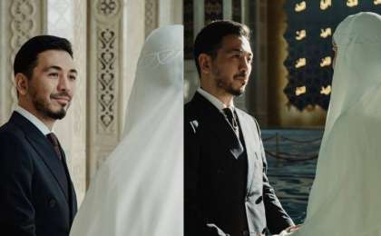 «Оранған хиджабтағы ару»: Актер Дәурен Айдарқұлов үшінші әйелін көрсетті (ФОТО)