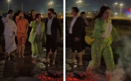 «Тозаққа дайындық»: Рысмендиев әйелдерді қып-қызыл шоқ үстінен жүргізіп рухтандыра ма? (ВИДЕО)