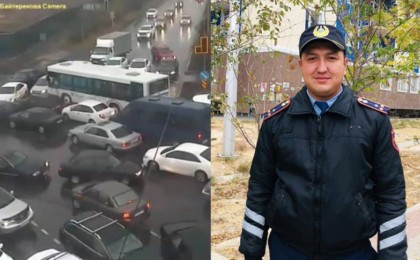 Жүргізушілер бипілдетіп, алғыс айтты: Шымкенттік полицей кептелісті әп-сәтте реттеп жіберді (видео)