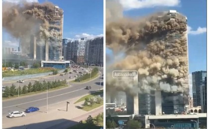 Астанада «Хан Шатыр» сауда орталығының маңында тұрғын үйден өрт шықты (видео)