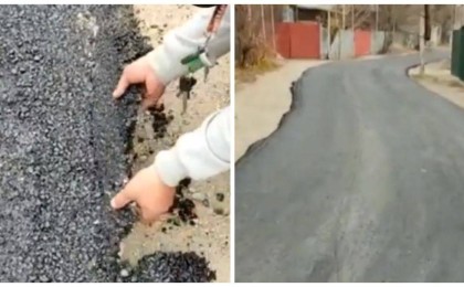 "Бір қолмен жұлып алуға болады". Алматы облысында тұрғындар жаңа төселген асфальт сапасына наразы