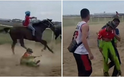 Жан түршігер видео: Қостанайдағы бәйгеде шабандоз бала аттың астында қалды