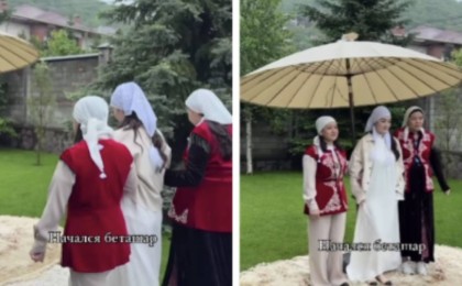 “Бетжабар жасап жіберді ме?" Беташарда келіннің бетін жабуды ұмытып кеткендер жұртты күлкіге қарқ қылды