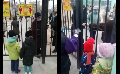Ақтауда тәрбиешілер балаларды қақпадан кіргізбей қойған (видео)