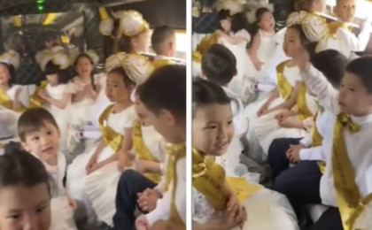 “Балабақша бітірген”. Лимузин ішінде отырған балалар сынға қалды