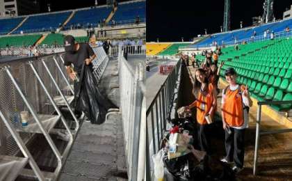 Дженнифер Лопестің концертінен соң "Taza Qazaqstan" акциясы аясында еріктілер стадионды тазартты