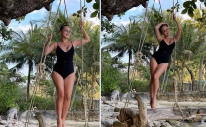 Баян Мақсатқызы купальникпен түскен суретін немересіне арнады