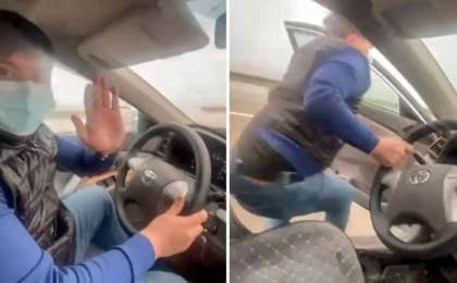 Жүріп келе жатқан машинадан түскен жүргізуші жазаланды