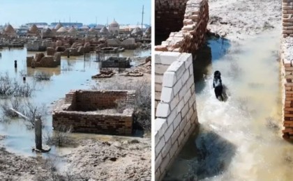 Блогер Құлсарыдағы су басқан зираттарды көрсетті