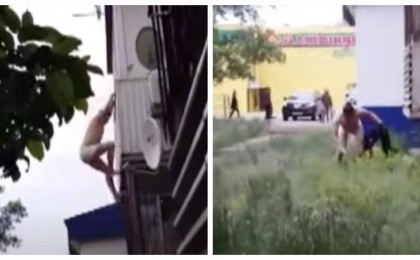 Оралда балкон арқылы қашқан жалаңаш азаматтың видеосы желі қолданушыларын күлдірді