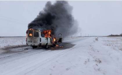 Павлодар облысында мектеп автобусы өртеніп кетті