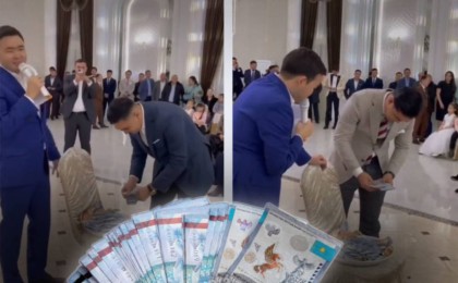 «Рекорд!»: Қонақтар беташар табағына 55 млн теңге салды