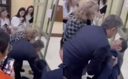 Бас прокурордың орынбасары Шындалиевтің көмекшісі журналистерден қашамын деп шалқасынан құлады (видео)