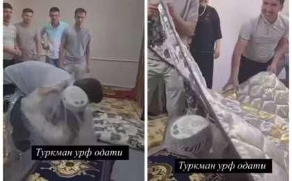 Жас жұбайлар қонақтардың көзінше "неке түнін" өткізді (видео)