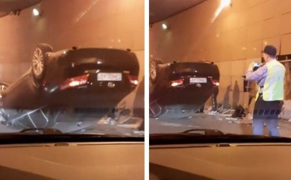 Нұр-Сұлтанда жол өткелінде көлік аударылып кетті (видео)