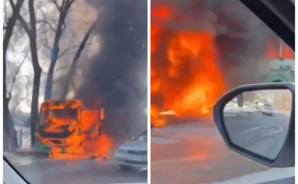 Алматыда автобус өртенді