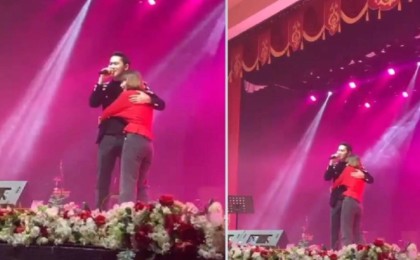 Бойжеткен сахнада ән айтып тұрған Қуандық Рахымды құшақтап жібермей қойды (видео)
